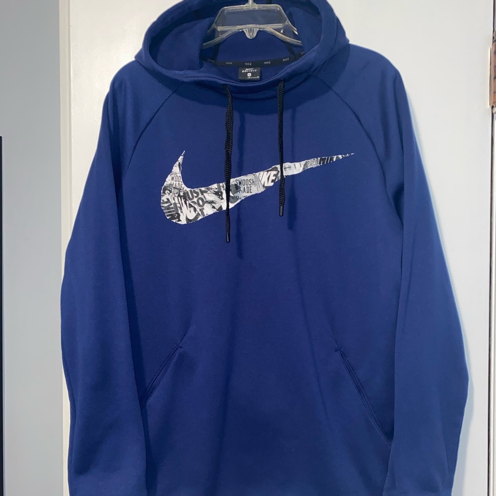 EUC Nike dri-fit navy blue pull over hoodie men’s M